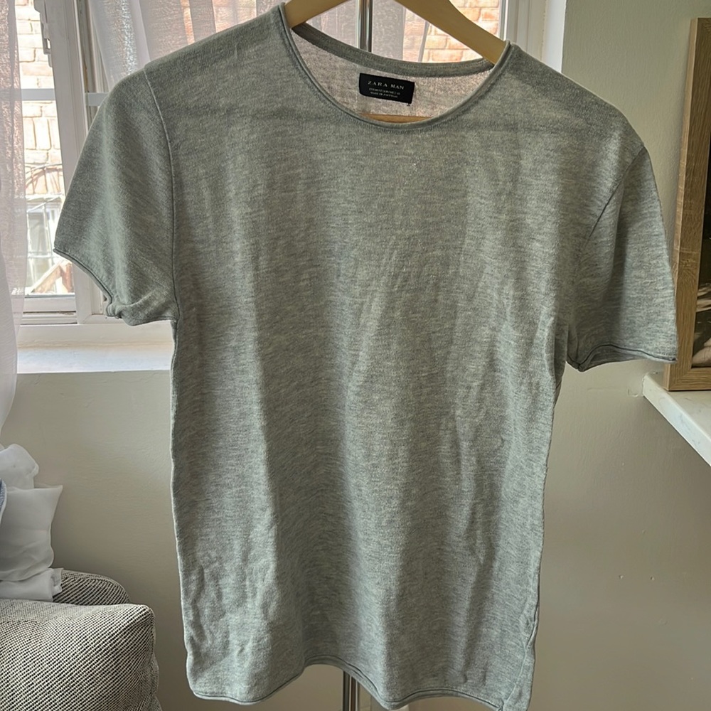 Zara man grey knitted short sleeve